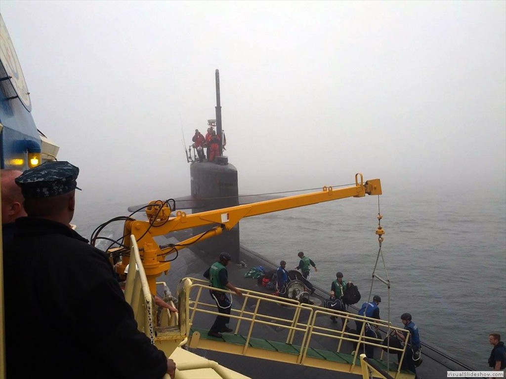 USS Norfolk (SSN-714) conducting a personnel transfer Feb, 2014.