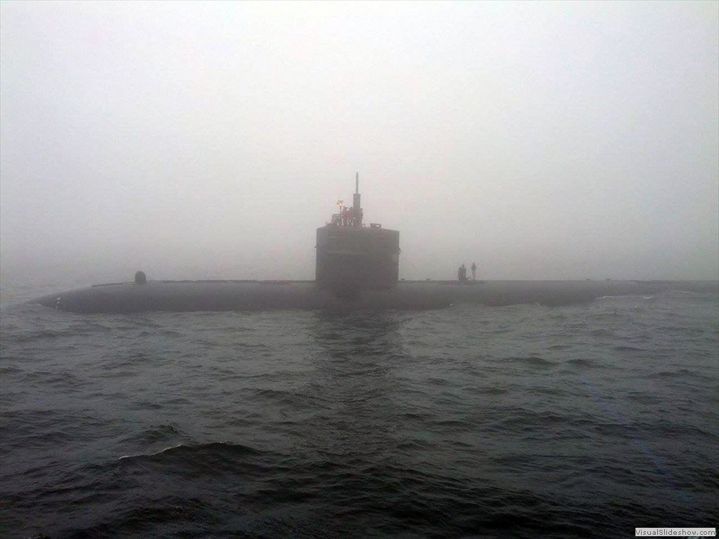 USS Norfolk (SSN-714) in heavy fog Feb, 2014.