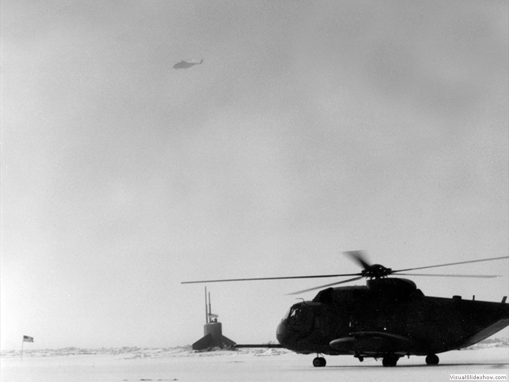 USS Pintado (SSN-672) pokes through the polar ice during 1987